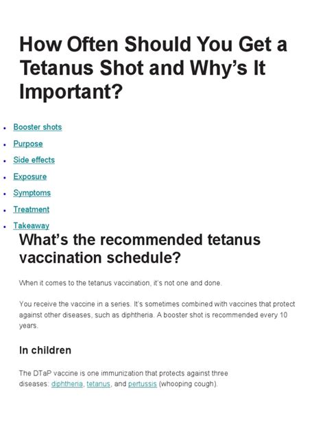 how often should you get tetanus injection