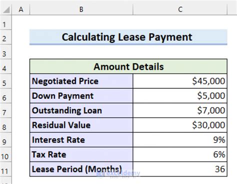 how to calculate efficient car lease payment