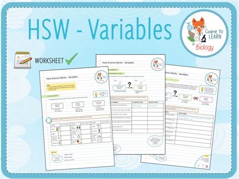 How Science Works Hsw Variables Worksheet Ks3 4 Variable Worksheets Science - Variable Worksheets Science