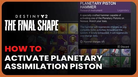 How To Activate Planetary Piston Destiny 2