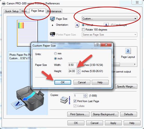 how to add custom print size