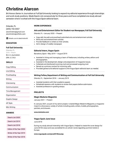 how to add internship to resume example