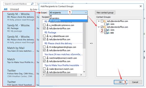 how to add multiple emails to outlook