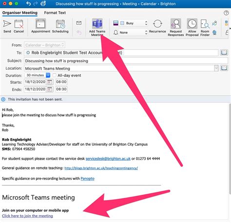 how to add teams meeting invite to email