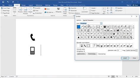 how to add telephone symbol in word