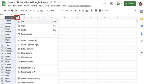 how to alphabetize in google sheets