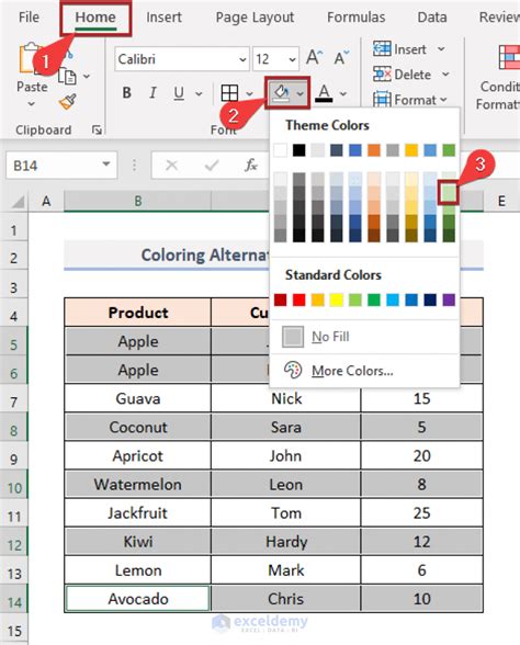 how to alternate row color in excel