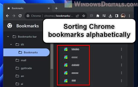 how to arrange bookmarks in alphabetical order