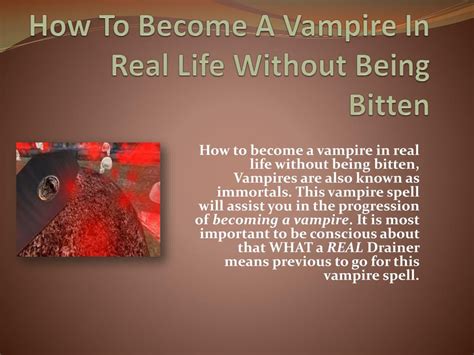 How To Become A Vampire