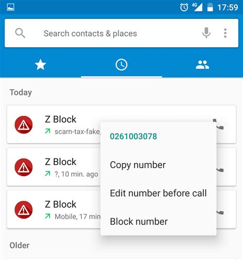 how to block a number android