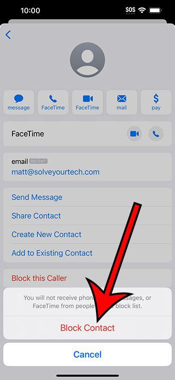 how to block email contact on iphone