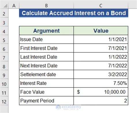 how to calculate accrued interest in excel