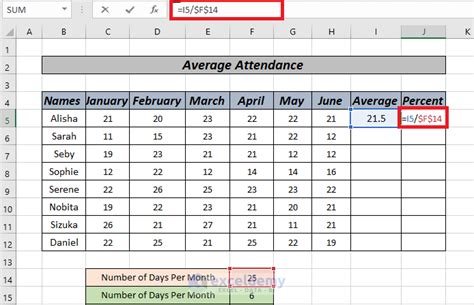how to calculate attendance in excel sheet