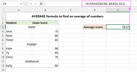 how to calculate average score in excel