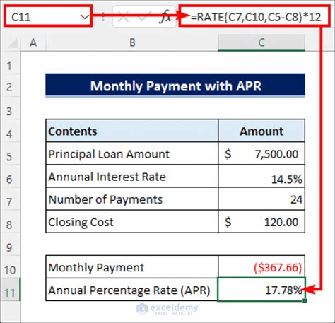 how to calculate monthly payments in excel