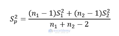 how to calculate pooled variance in excel