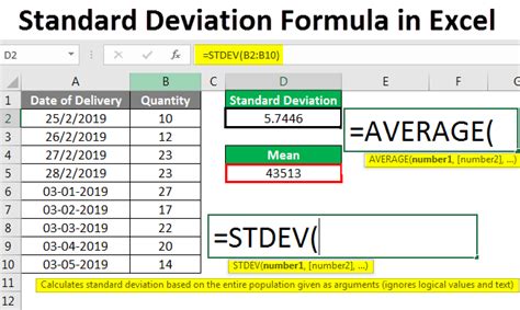 how to calculate std deviation in excel