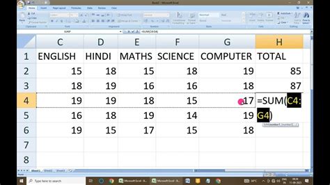 how to calculate total marks in excel