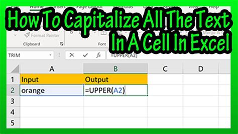 how to capitalise text in excel