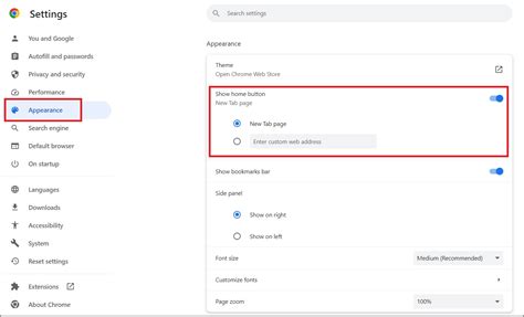 how to change default page in chrome