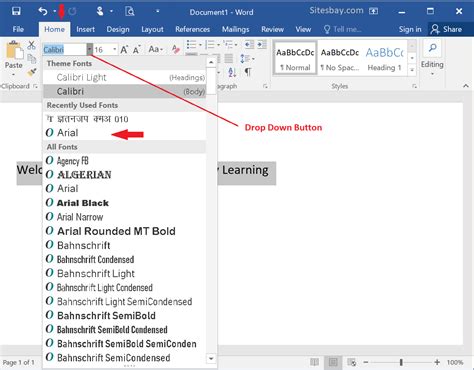 how to change font in ms word