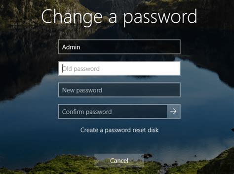 how to change login password on windows
