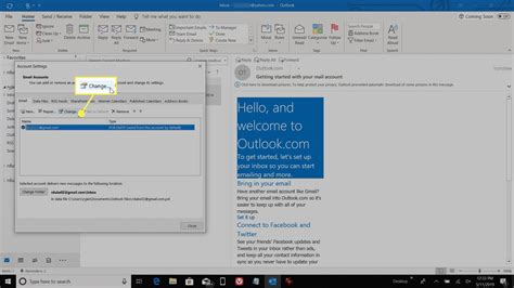 how to change mail id in outlook