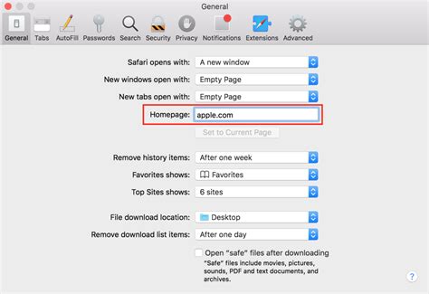 how to change my homepage on mac