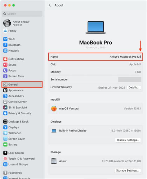 how to change name of mac
