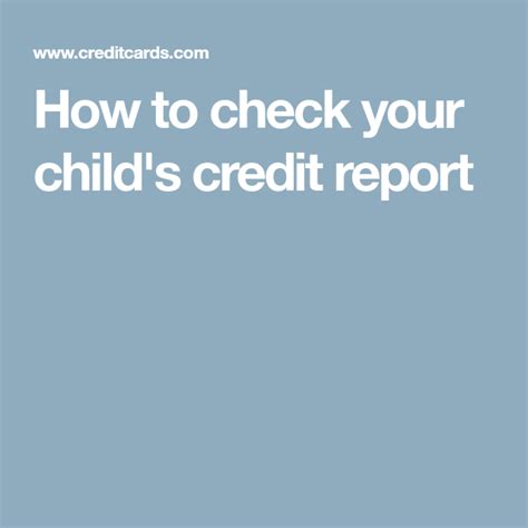 how to check childs credit report for free