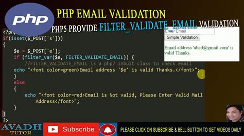 how to check email validation in php