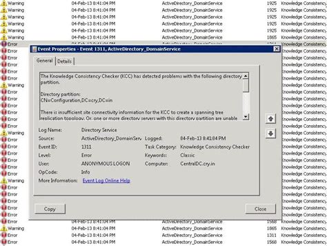 how to check kcc status in active directory