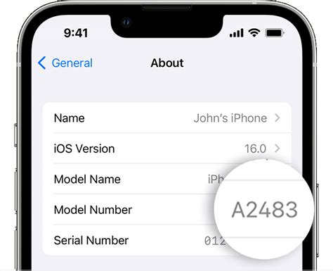 how to check my childs iphone model numbers