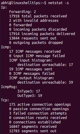 how to check network statistics in linux