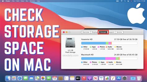 how to check space on a mac