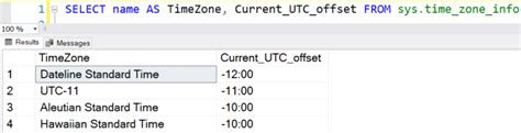 how to check timezone in sql server