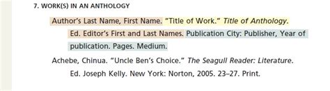 how to cite a anthology in mla