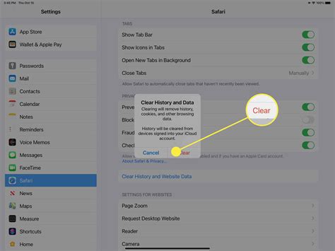how to clear browser cache on ipad