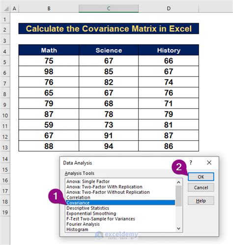 how to compute covariance in excel