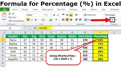 how to compute for percentage in excel