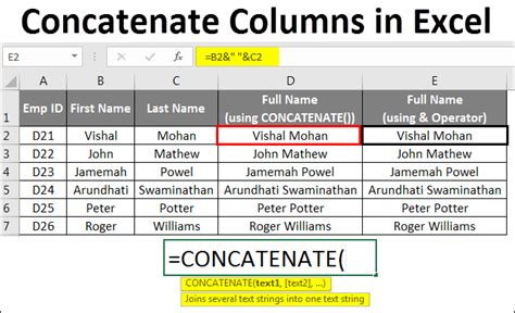 how to concatenate two columns in excel