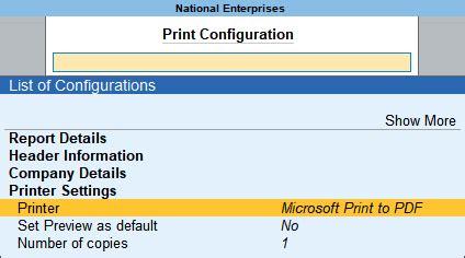 how to configure printer in tally