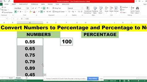 how to convert to percentage in excel