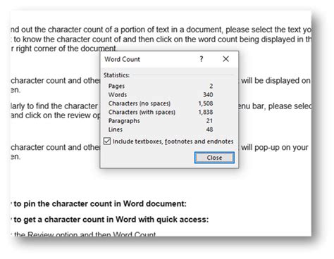 how to count characters in word