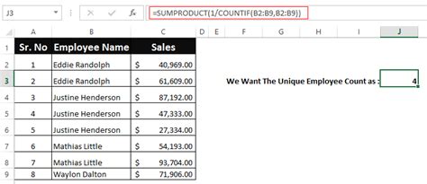 how to count unique values in excel