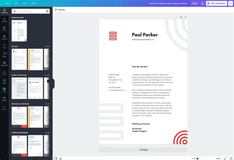 how to create a letterhead in pages