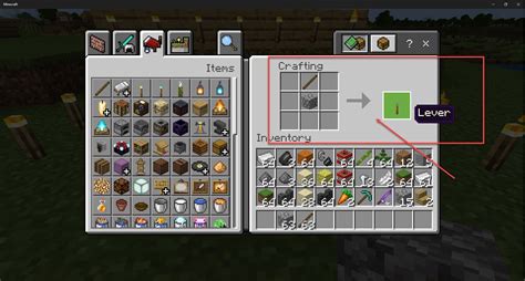 how to create a lever in minecraft