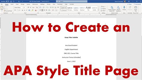 how to create apa title page