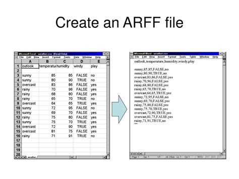 how to create arff file in notepad