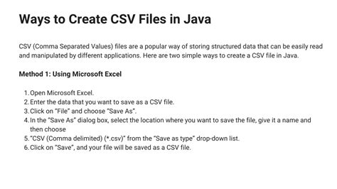 how to create csv file in java